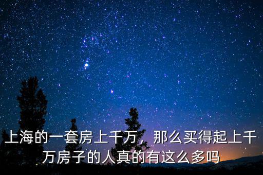 上海的一套房上千萬(wàn)，那么買(mǎi)得起上千萬(wàn)房子的人真的有這么多嗎