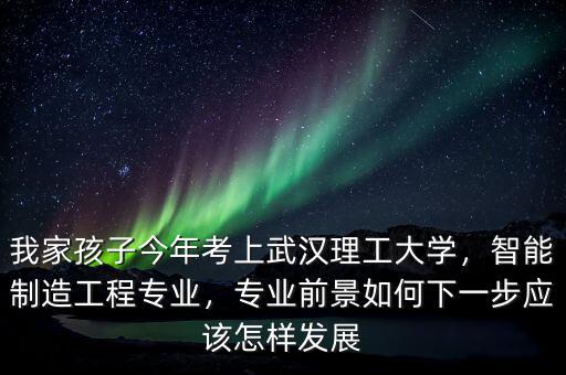 我家孩子今年考上武漢理工大學，智能制造工程專業(yè)，專業(yè)前景如何下一步應該怎樣發(fā)展