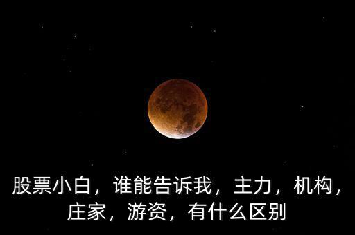 股票小白，誰能告訴我，主力，機(jī)構(gòu)，莊家，游資，有什么區(qū)別