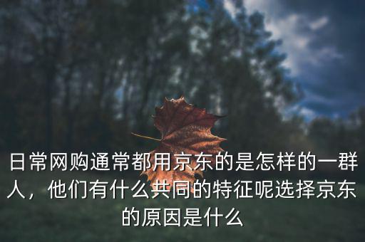 日常網(wǎng)購通常都用京東的是怎樣的一群人，他們有什么共同的特征呢選擇京東的原因是什么