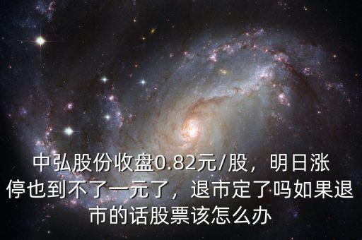 中弘股份收盤0.82元/股，明日漲停也到不了一元了，退市定了嗎如果退市的話股票該怎么辦