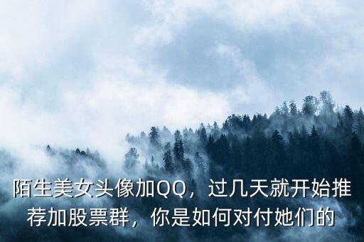 陌生美女頭像加QQ，過幾天就開始推薦加股票群，你是如何對付她們的