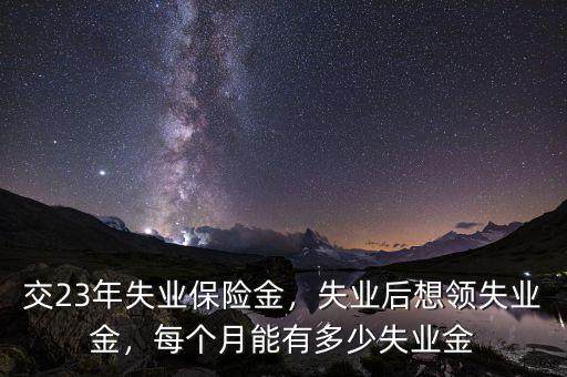 交23年失業(yè)保險金，失業(yè)后想領失業(yè)金，每個月能有多少失業(yè)金