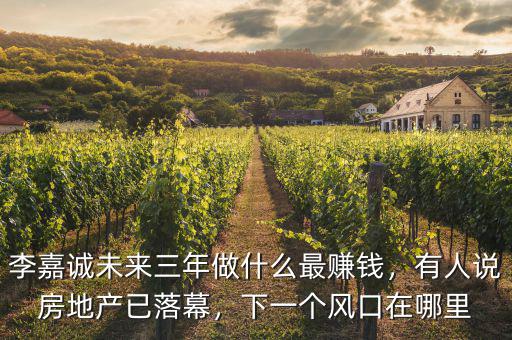 李嘉誠(chéng)未來(lái)三年做什么最賺錢，有人說(shuō)房地產(chǎn)已落幕，下一個(gè)風(fēng)口在哪里