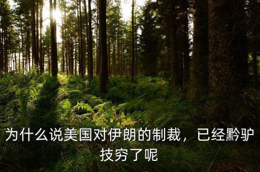 為什么說美國對伊朗的制裁，已經(jīng)黔驢技窮了呢
