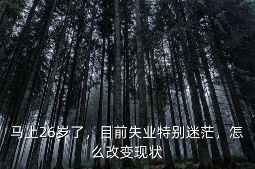 馬上26歲了，目前失業(yè)特別迷茫，怎么改變現(xiàn)狀