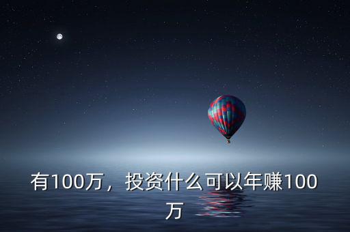 有100萬，投資什么可以年賺100萬