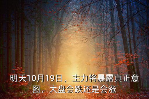 明天10月19日，主力將暴露真正意圖，大盤會跌還是會漲