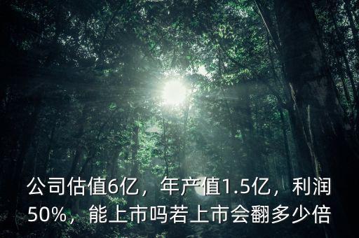 公司估值6億，年產(chǎn)值1.5億，利潤(rùn)50%，能上市嗎若上市會(huì)翻多少倍