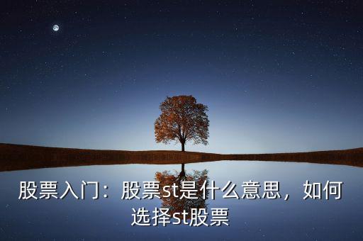 股票入門：股票st是什么意思，如何選擇st股票