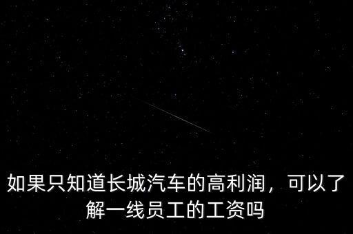 如果只知道長城汽車的高利潤，可以了解一線員工的工資嗎