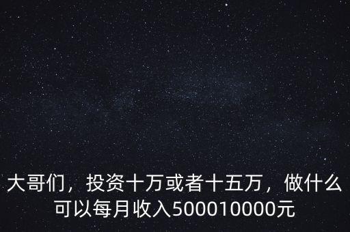 大哥們，投資十萬或者十五萬，做什么可以每月收入500010000元