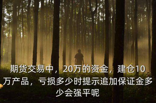期貨交易中，20萬(wàn)的資金，建倉(cāng)10萬(wàn)產(chǎn)品，虧損多少時(shí)提示追加保證金多少會(huì)強(qiáng)平呢