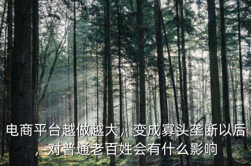 電商平臺越做越大，變成寡頭壟斷以后，對普通老百姓會有什么影響