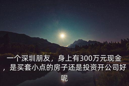 一個(gè)深圳朋友，身上有300萬(wàn)元現(xiàn)金，是買套小點(diǎn)的房子還是投資開(kāi)公司好呢