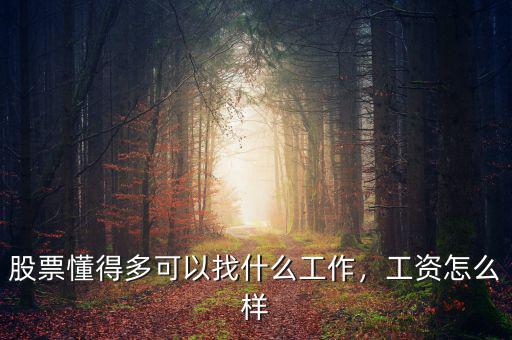 股票懂得多可以找什么工作，工資怎么樣