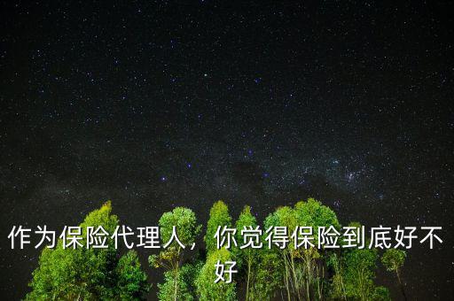 作為保險代理人，你覺得保險到底好不好