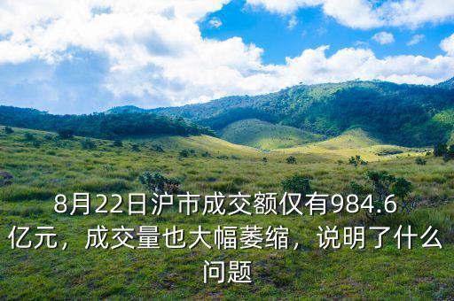 8月22日滬市成交額僅有984.6億元，成交量也大幅萎縮，說(shuō)明了什么問(wèn)題