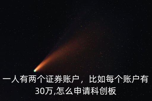 一人有兩個證券賬戶，比如每個賬戶有30萬,怎么申請科創(chuàng)板