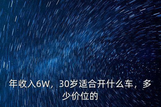 年收入6W，30歲適合開什么車，多少價位的