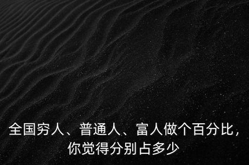 全國窮人、普通人、富人做個百分比，你覺得分別占多少