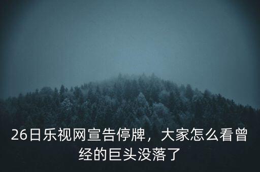 26日樂視網(wǎng)宣告停牌，大家怎么看曾經(jīng)的巨頭沒落了