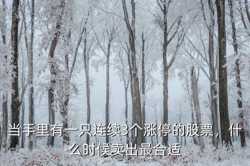 當手里有一只連續(xù)3個漲停的股票，什么時候賣出最合適