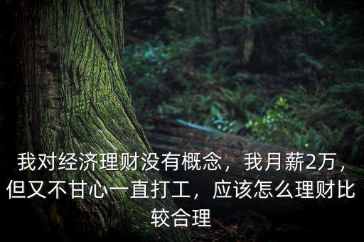我對(duì)經(jīng)濟(jì)理財(cái)沒(méi)有概念，我月薪2萬(wàn)，但又不甘心一直打工，應(yīng)該怎么理財(cái)比較合理