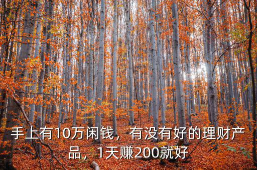 手上有10萬閑錢，有沒有好的理財(cái)產(chǎn)品，1天賺200就好