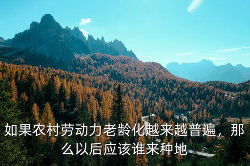 如果農(nóng)村勞動力老齡化越來越普遍，那么以后應該誰來種地