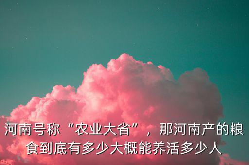 河南號稱“農(nóng)業(yè)大省”，那河南產(chǎn)的糧食到底有多少大概能養(yǎng)活多少人