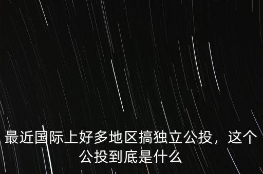 最近國際上好多地區(qū)搞獨立公投，這個公投到底是什么