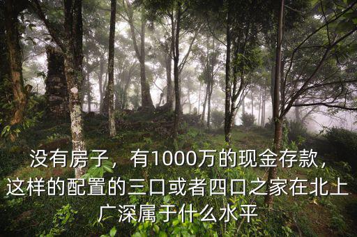 沒(méi)有房子，有1000萬(wàn)的現(xiàn)金存款，這樣的配置的三口或者四口之家在北上廣深屬于什么水平