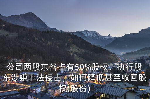 公司兩股東各占有50%股權(quán)，執(zhí)行股東涉嫌非法侵占，如何降低甚至收回股權(quán)(股份)