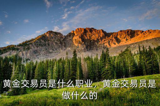 黃金交易員是什么職業(yè)，黃金交易員是做什么的