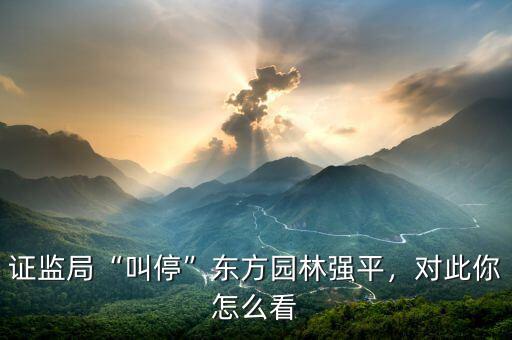 證監(jiān)局“叫?！睎|方園林強(qiáng)平，對(duì)此你怎么看