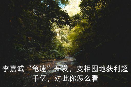 李嘉誠(chéng)“龜速”開(kāi)發(fā)，變相囤地獲利超千億，對(duì)此你怎么看