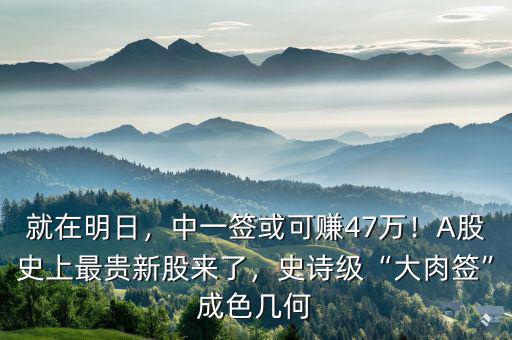 就在明日，中一簽或可賺47萬！A股史上最貴新股來了，史詩級“大肉簽”成色幾何