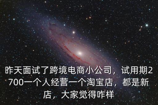 昨天面試了跨境電商小公司，試用期2700一個人經(jīng)營一個淘寶店，都是新店，大家覺得咋樣