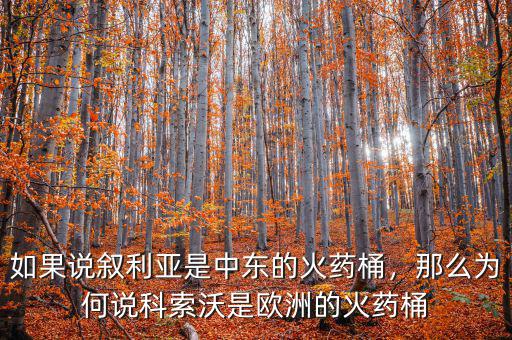 如果說敘利亞是中東的火藥桶，那么為何說科索沃是歐洲的火藥桶