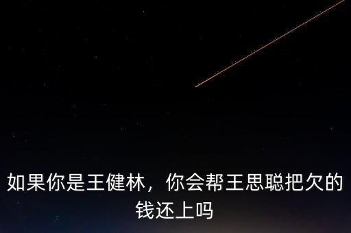 如果你是王健林，你會(huì)幫王思聰把欠的錢還上嗎