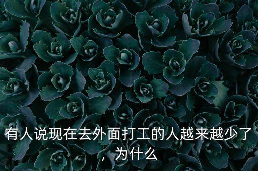 有人說(shuō)現(xiàn)在去外面打工的人越來(lái)越少了，為什么