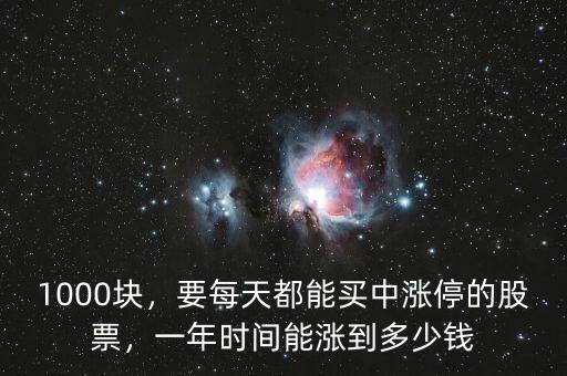 1000塊，要每天都能買中漲停的股票，一年時(shí)間能漲到多少錢