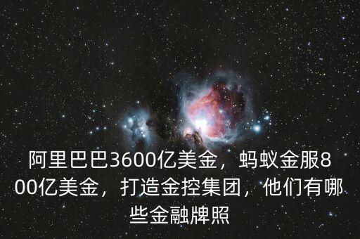 阿里巴巴3600億美金，螞蟻金服800億美金，打造金控集團(tuán)，他們有哪些金融牌照