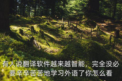 有人說翻譯軟件越來越智能，完全沒必要辛辛苦苦地學習外語了你怎么看