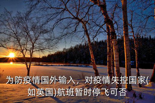 為防疫情國外輸入，對疫情失控國家(如英國)航班暫時停飛可否