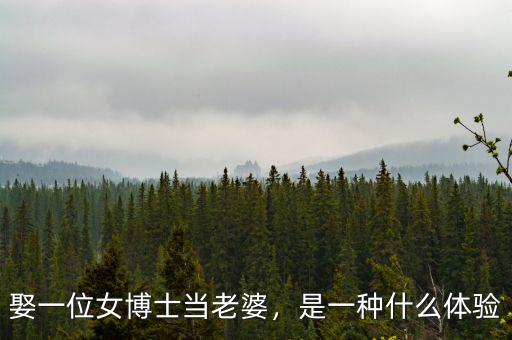 娶一位女博士當(dāng)老婆，是一種什么體驗
