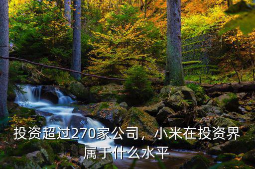 投資超過(guò)270家公司，小米在投資界屬于什么水平