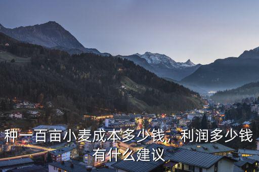 種一百畝小麥成本多少錢，利潤(rùn)多少錢有什么建議