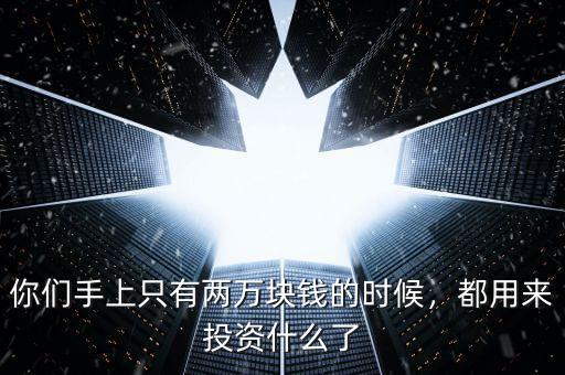 你們手上只有兩萬(wàn)塊錢的時(shí)候，都用來(lái)投資什么了